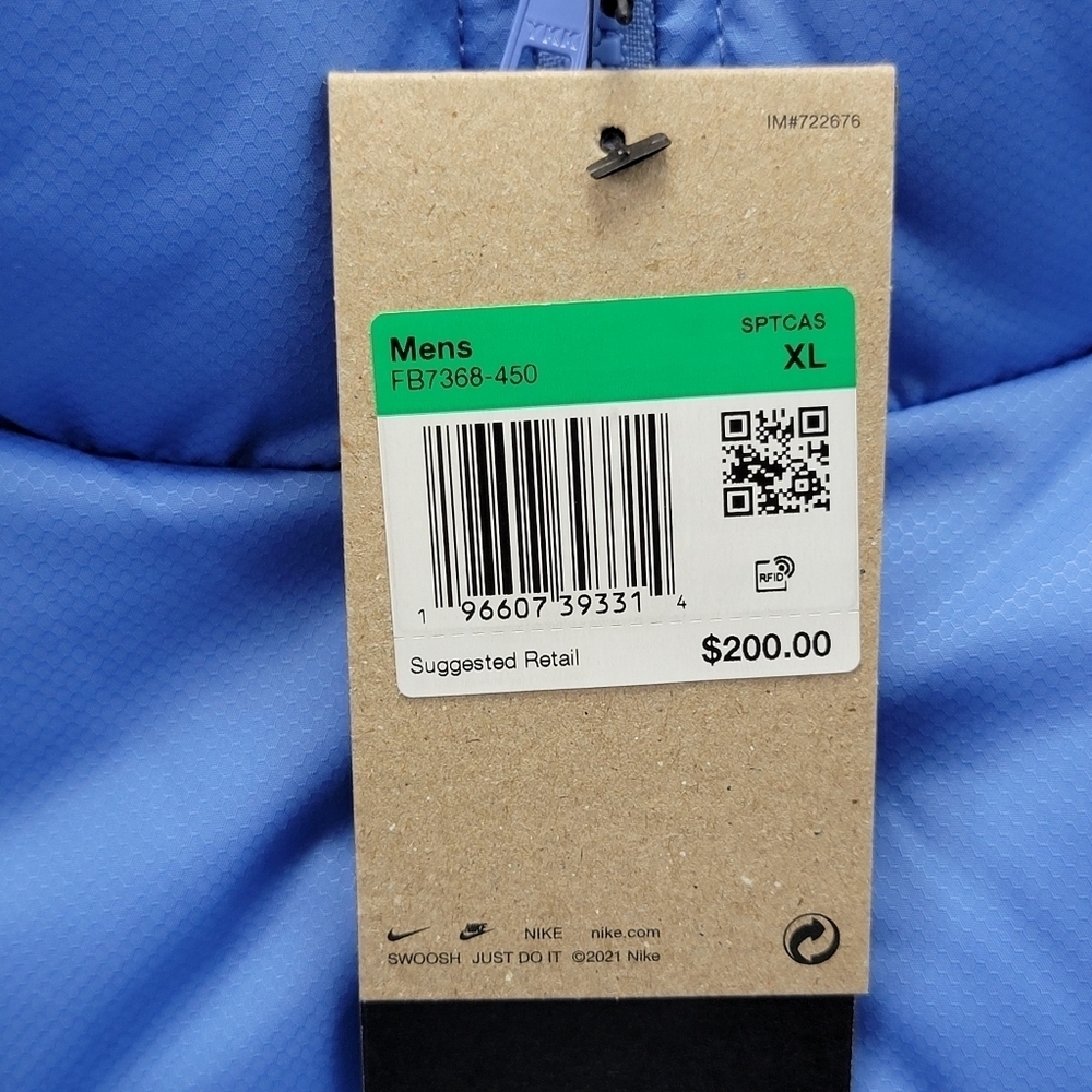 Nike Sportswear Club Puffer Loose Jacket Polar Blue FB7368-450 Mens Size XL New - Picture 3 of 10